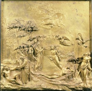 Het Verhaal van Adam, een van de originele panelen van de Oostdeuren van de Doopkapel, 1425-52 (na restauratie)